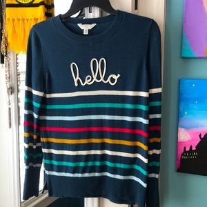 Navy “Hello” Sweater